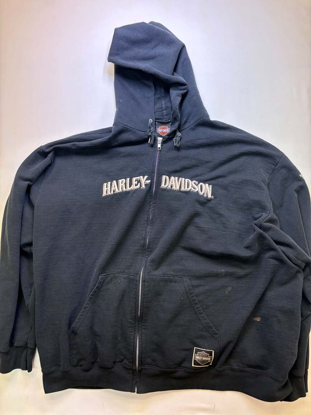 Harley Davidson Zip Up Hoodie Size 2XL Black Embroidered Logo